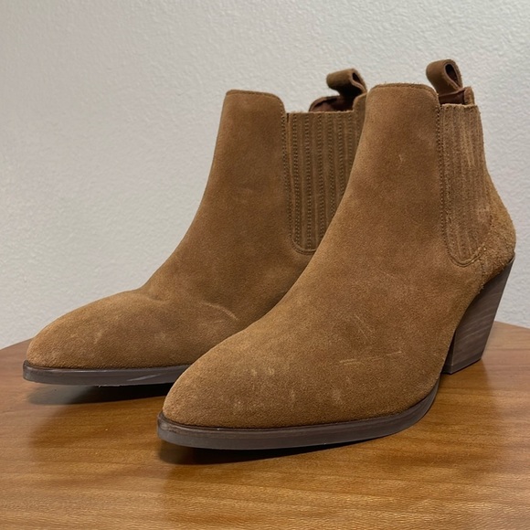 Portland Leather Goods Patina Dakota Suede Tan/Honey Western Boots Size 8.5/39